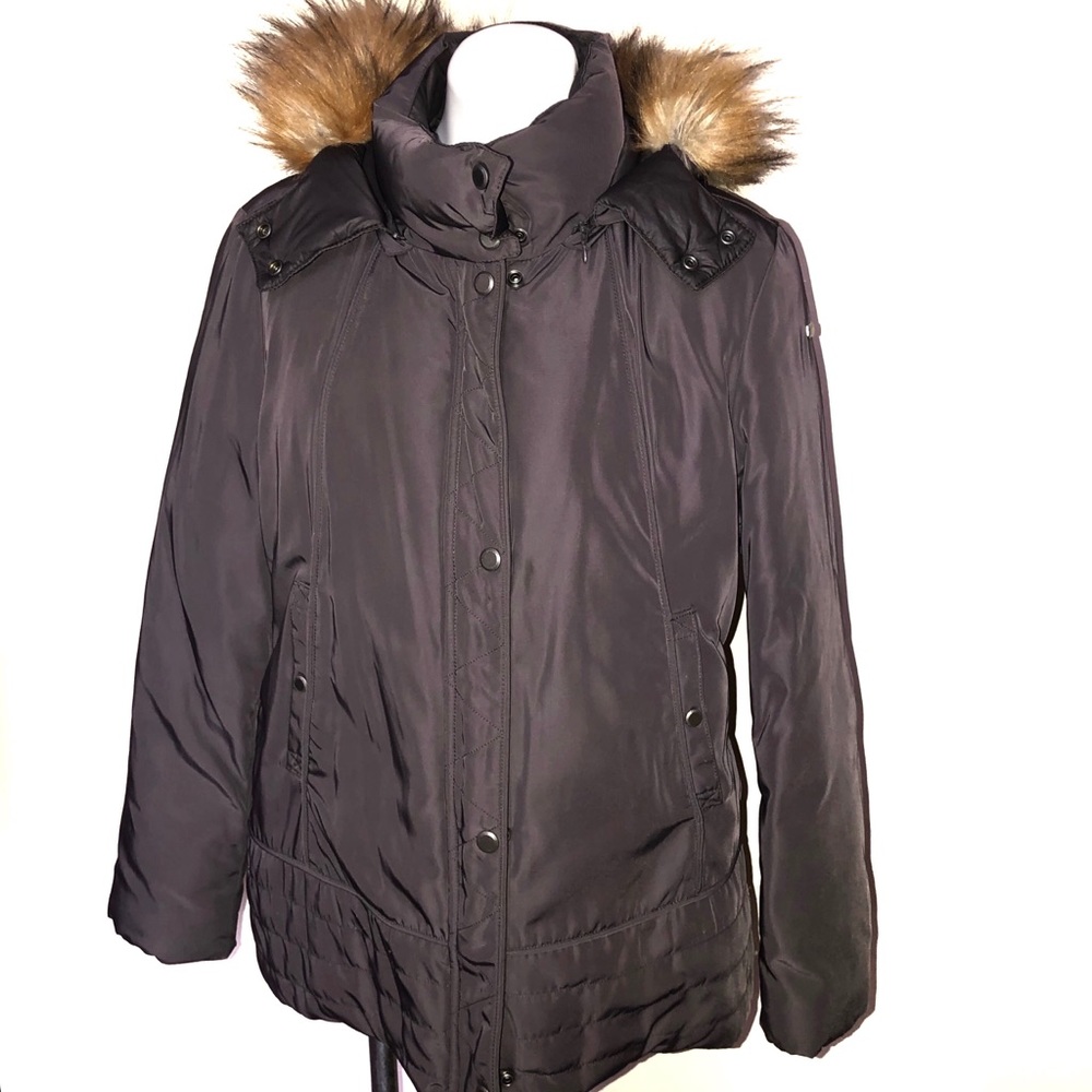 Andrew Marc Willow Faux Fur Trim Parka Amethyst XL